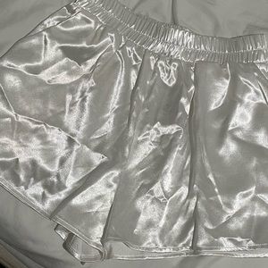 Serenity White Satin Shorts